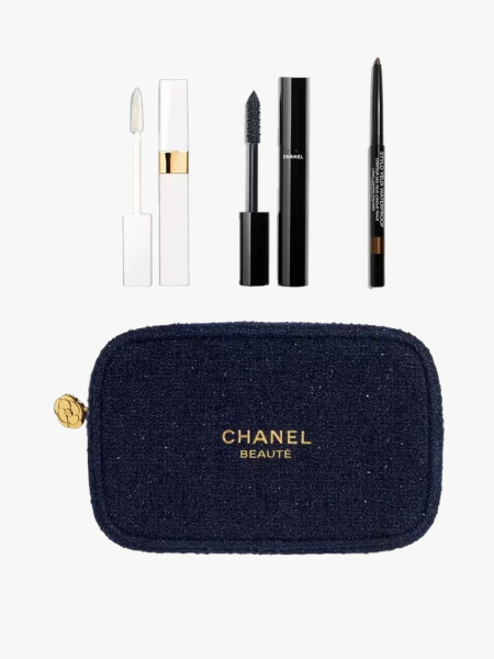 Chanel Eyes to Impress Makeup Set in branded components on a light gray background