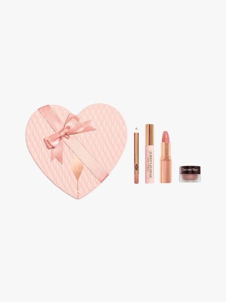 Charlotte Tilbury Pillow Talk Icons On the Go Kit in branded component on a light gray background